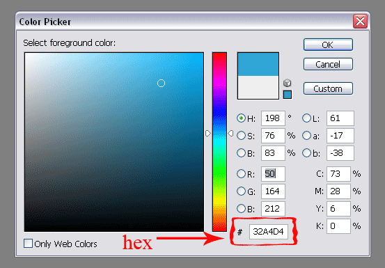 Где брать хексы цветов в photoshop'e O_o?