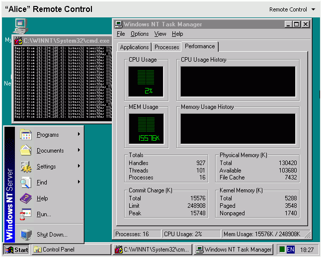 NT4 клевая дурь. Обратите внимание на количество занятой памяти. Всего лишь 16 Мб! Это хорошо для виртуальных машин.